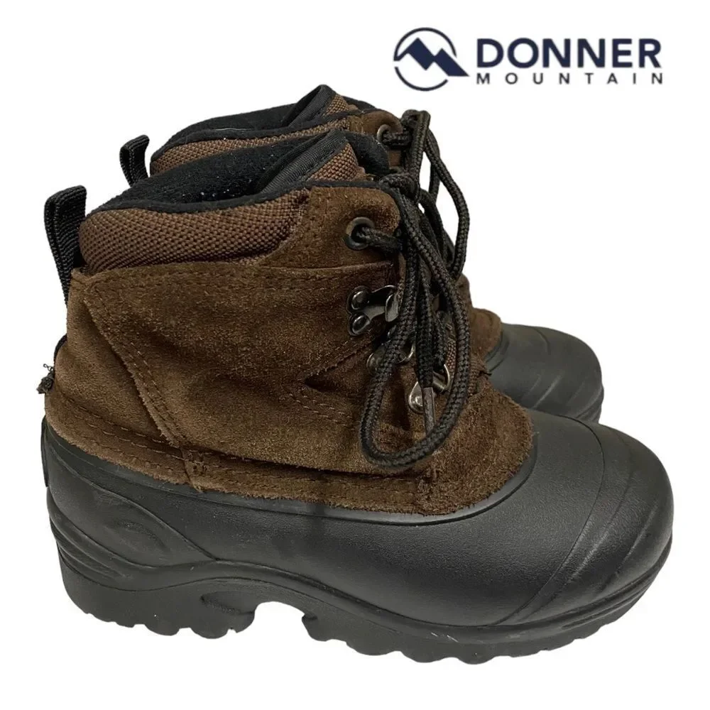 DONNER MOUNTAIN Boy's Thermolite Black Brown Suede Leather Boots 2